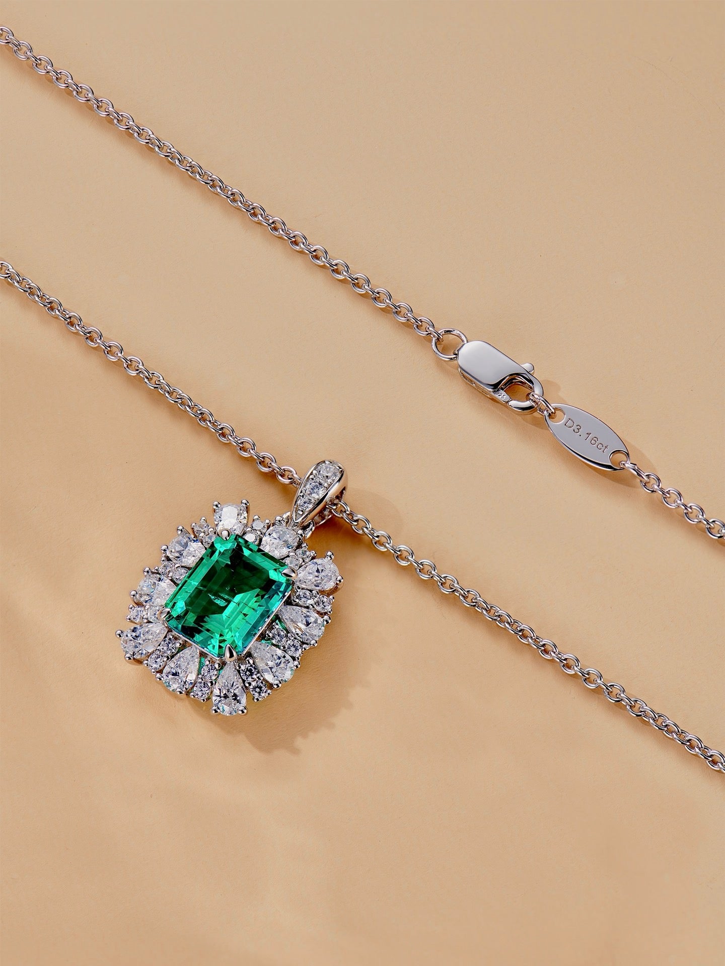 2.2ct Emerald Oasis Diamond Pendant, Earrings Set