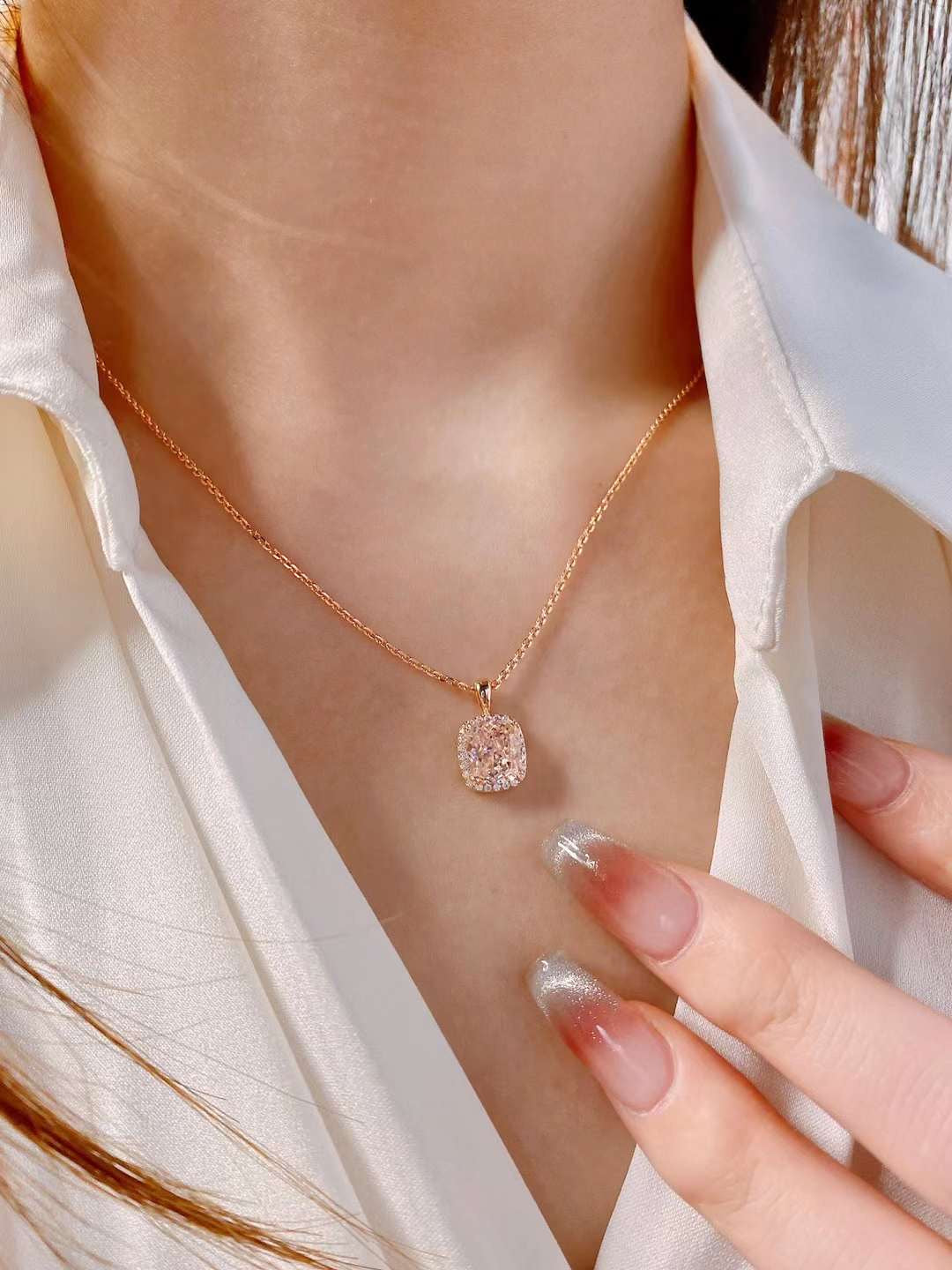 Elegant Pink Gemstone Encircled Earrings, Necklace Set