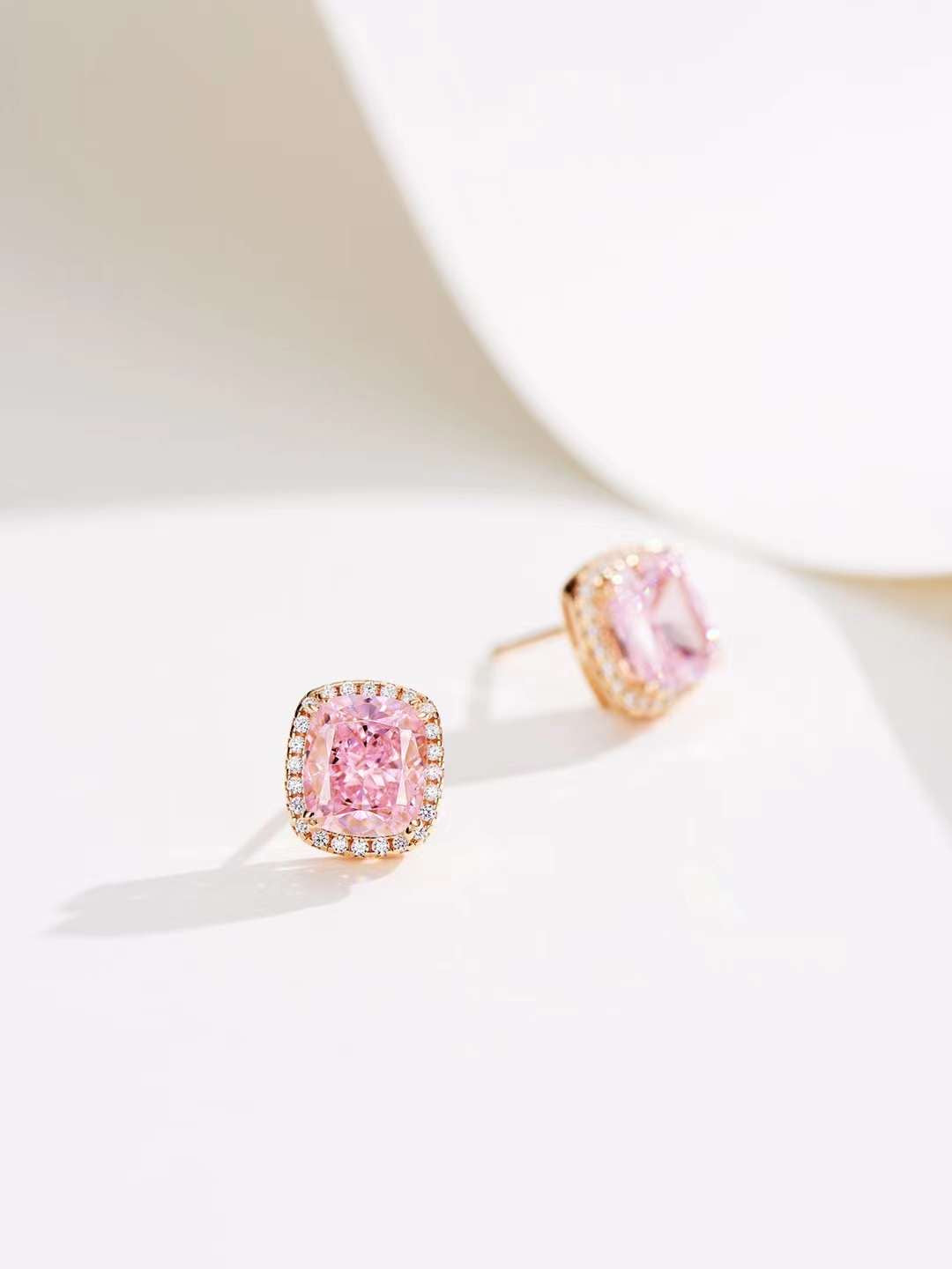 Elegant Pink Gemstone Encircled Earrings, Necklace Set