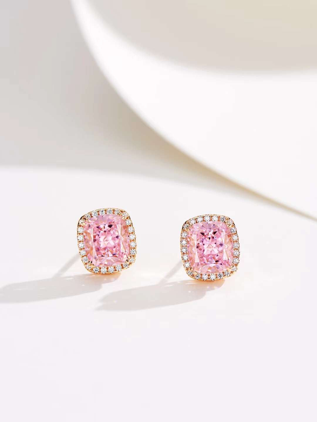 Elegant Pink Gemstone Encircled Earrings, Necklace Set