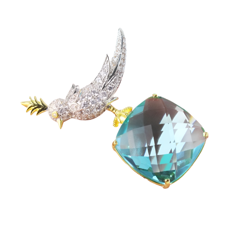 Celestial Crystal Bird Brooch