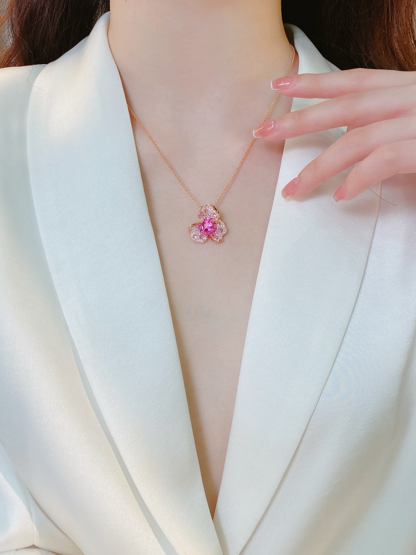 Blossom Bliss Pink Sapphire Pendant