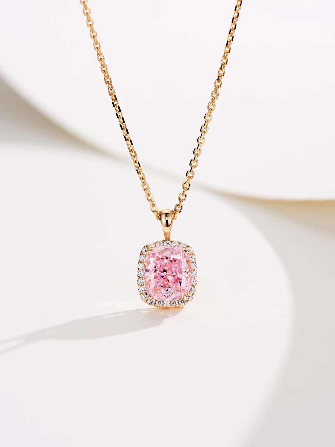 Elegant Pink Gemstone Encircled Earrings, Necklace Set