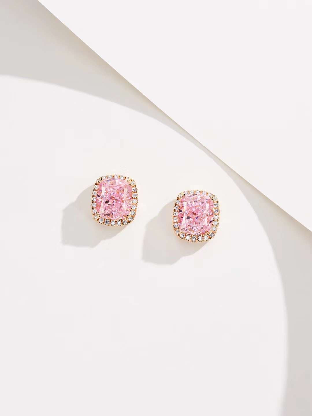 Elegant Pink Gemstone Encircled Earrings, Necklace Set