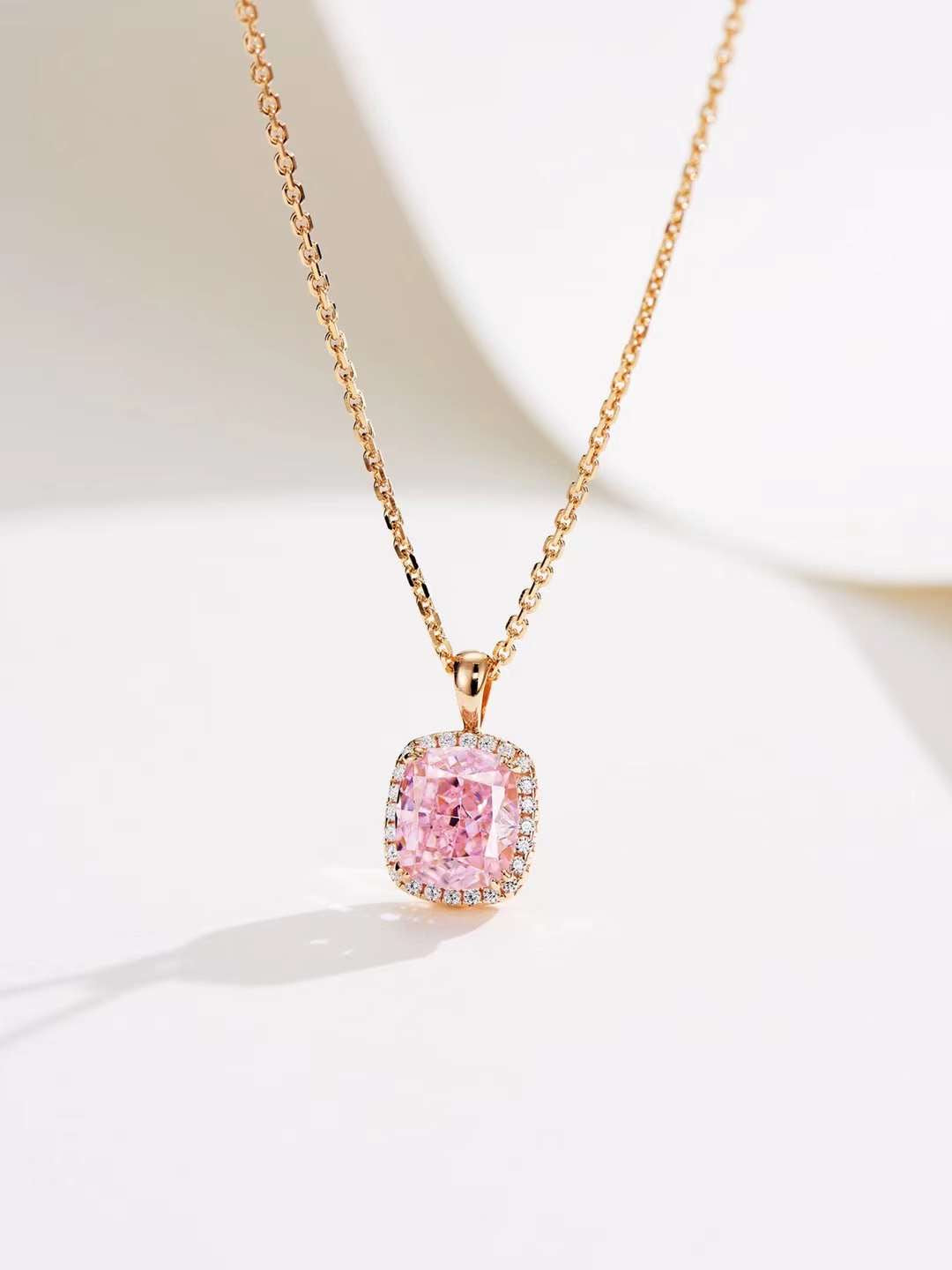 Elegant Pink Gemstone Encircled Earrings, Necklace Set
