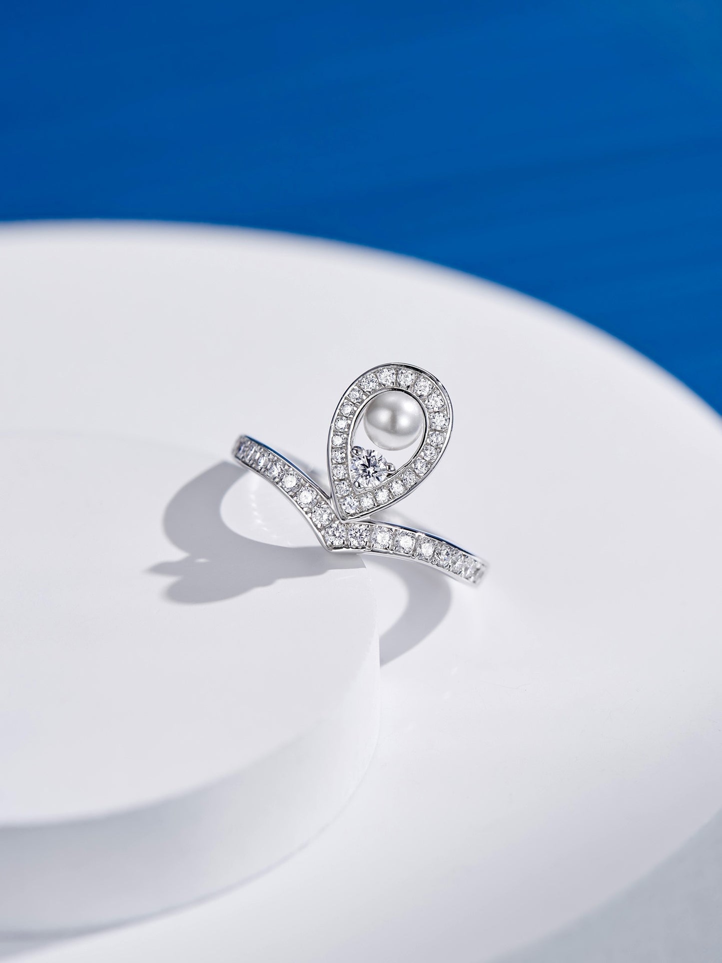 Luminous Pearl and Diamond Elegance Ring and Earrings Set