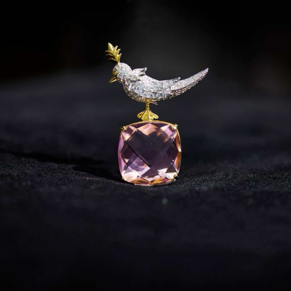 Celestial Crystal Bird Brooch