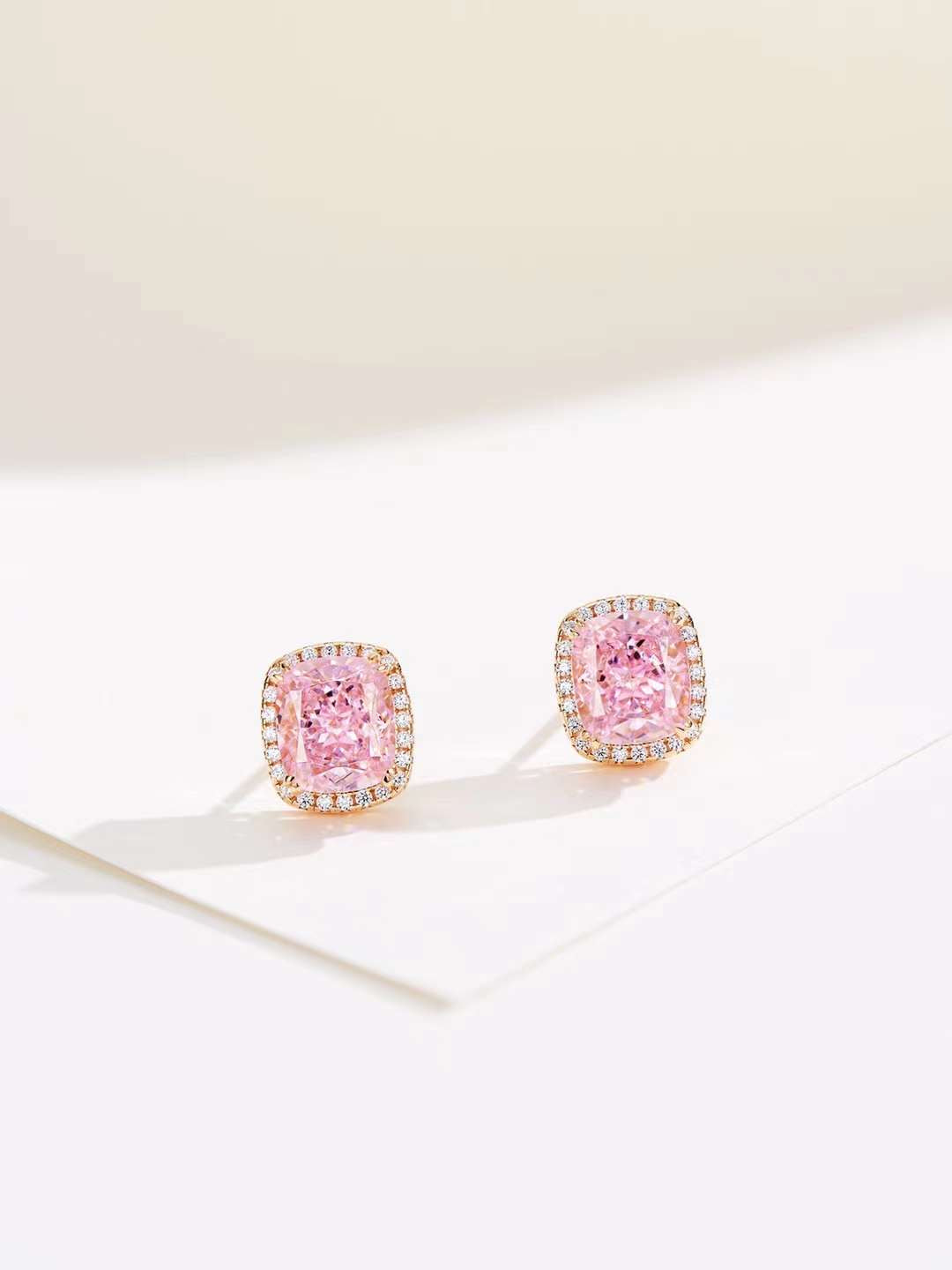 Elegant Pink Gemstone Encircled Earrings, Necklace Set