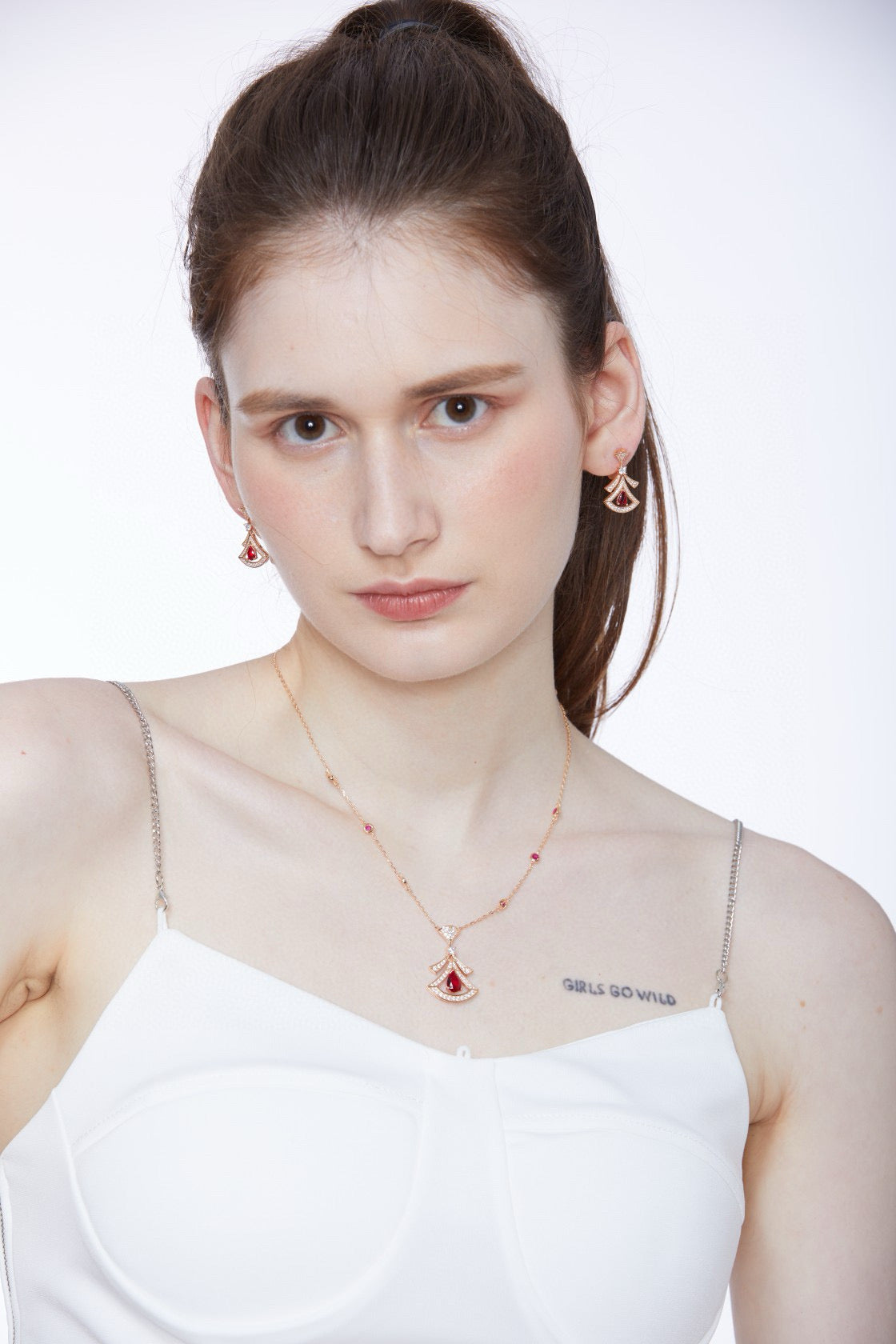 Enchanted Blossom Pink Sapphire Pendant, Earrings Set
