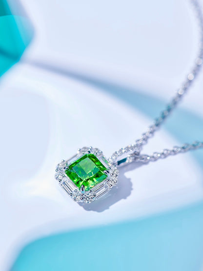 Emerald Elegance Halo Pendant