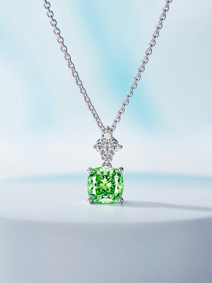 Verdant Radiance Cushion-Cut Pendant