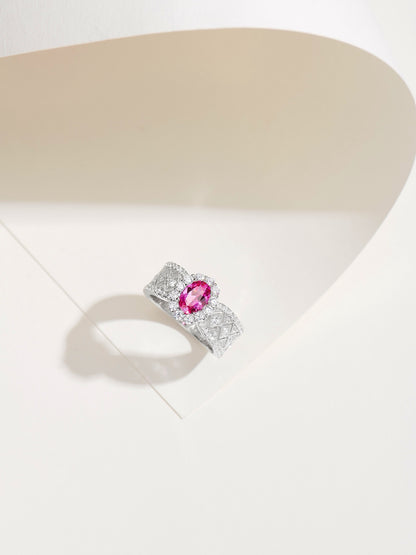 Radiant Pink Tourmaline Art Deco Ring