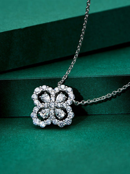 Floral Lattice Simulated Diamond Necklace