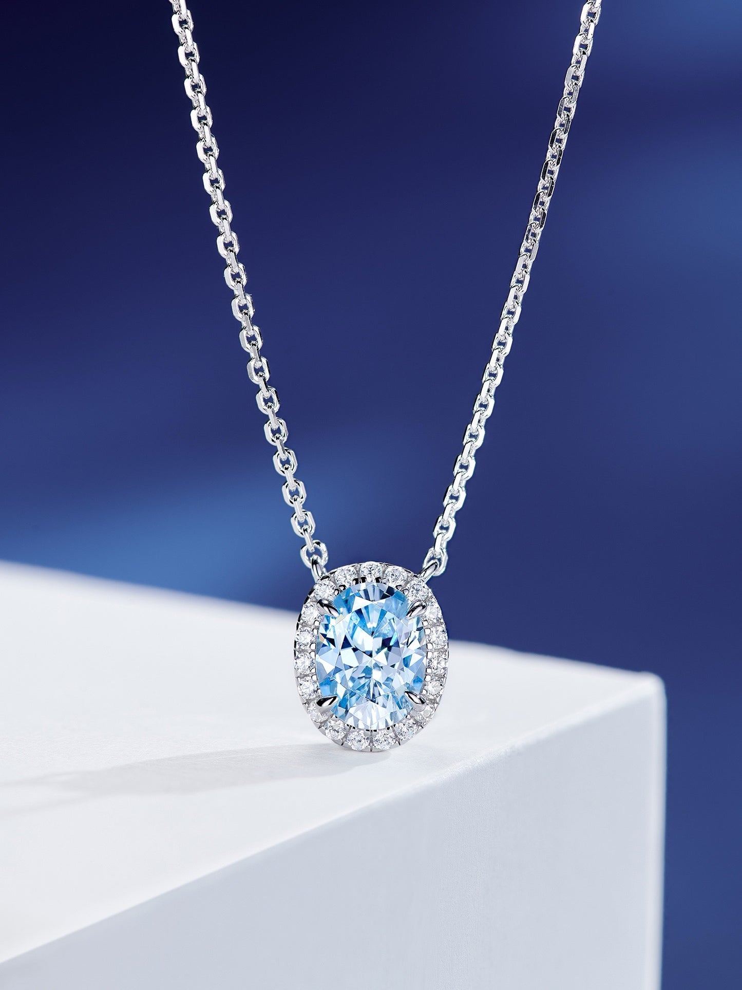 Azure Dream Solitaire Ring and Necklace Set