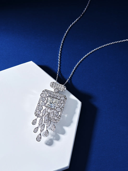 Deco Droplet Diamond Pendant