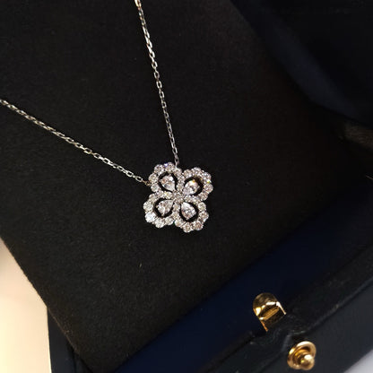 Floral Lattice Simulated Diamond Necklace