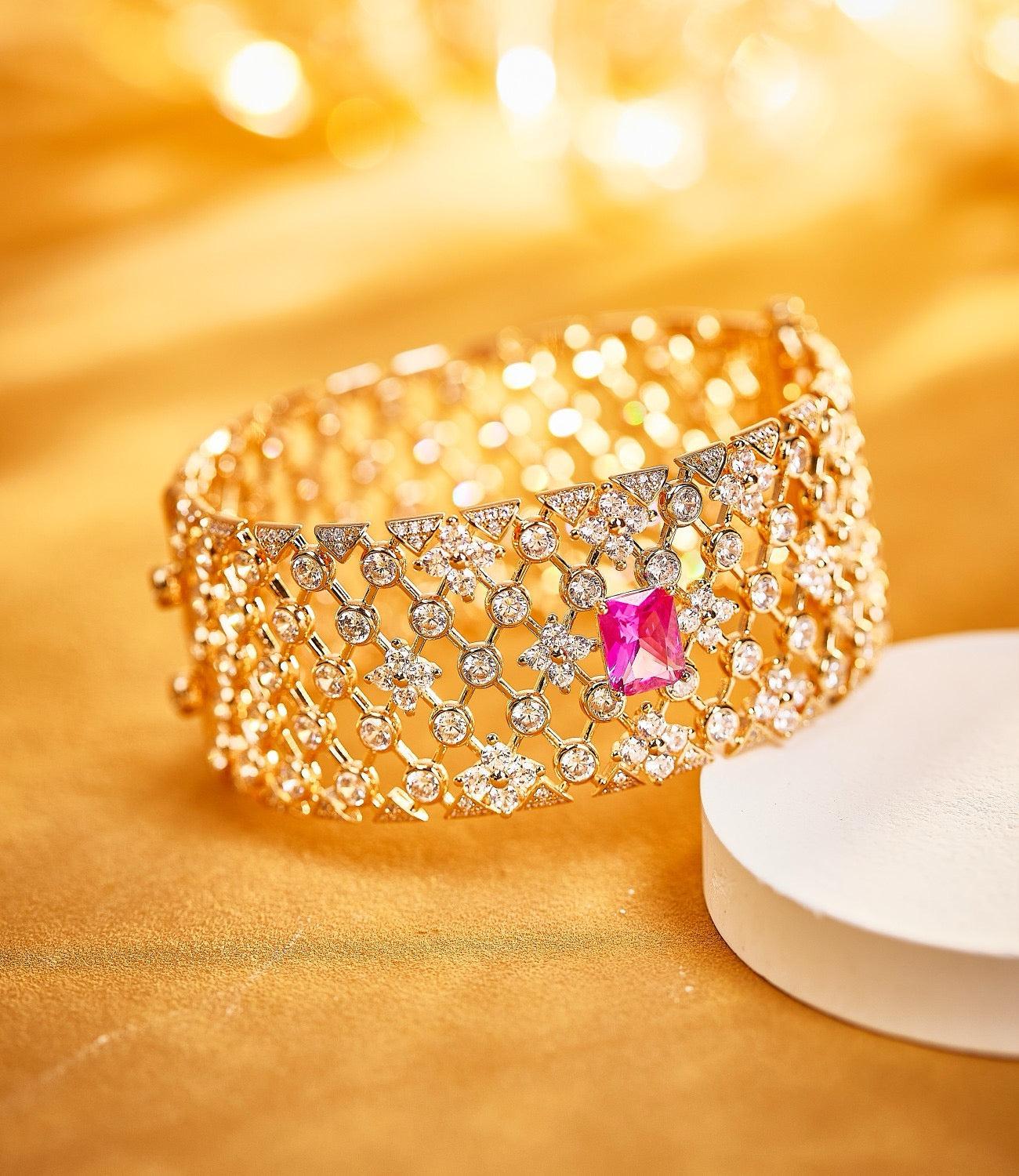 Radiant Ruby Lattice Bracelet