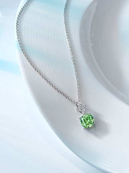 Verdant Radiance Cushion-Cut Pendant