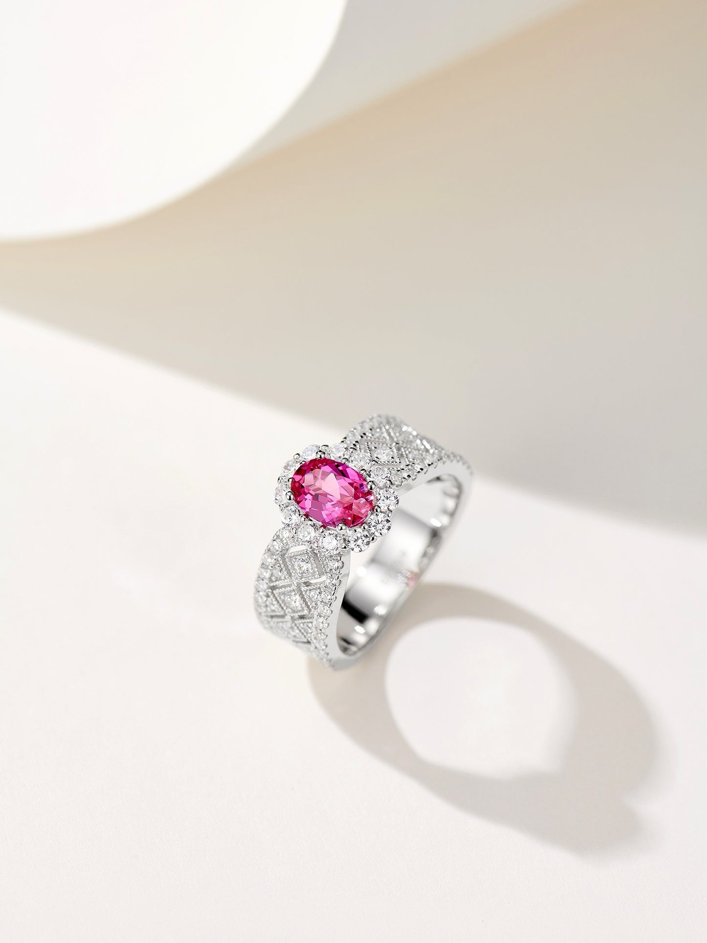 Radiant Pink Tourmaline Art Deco Ring