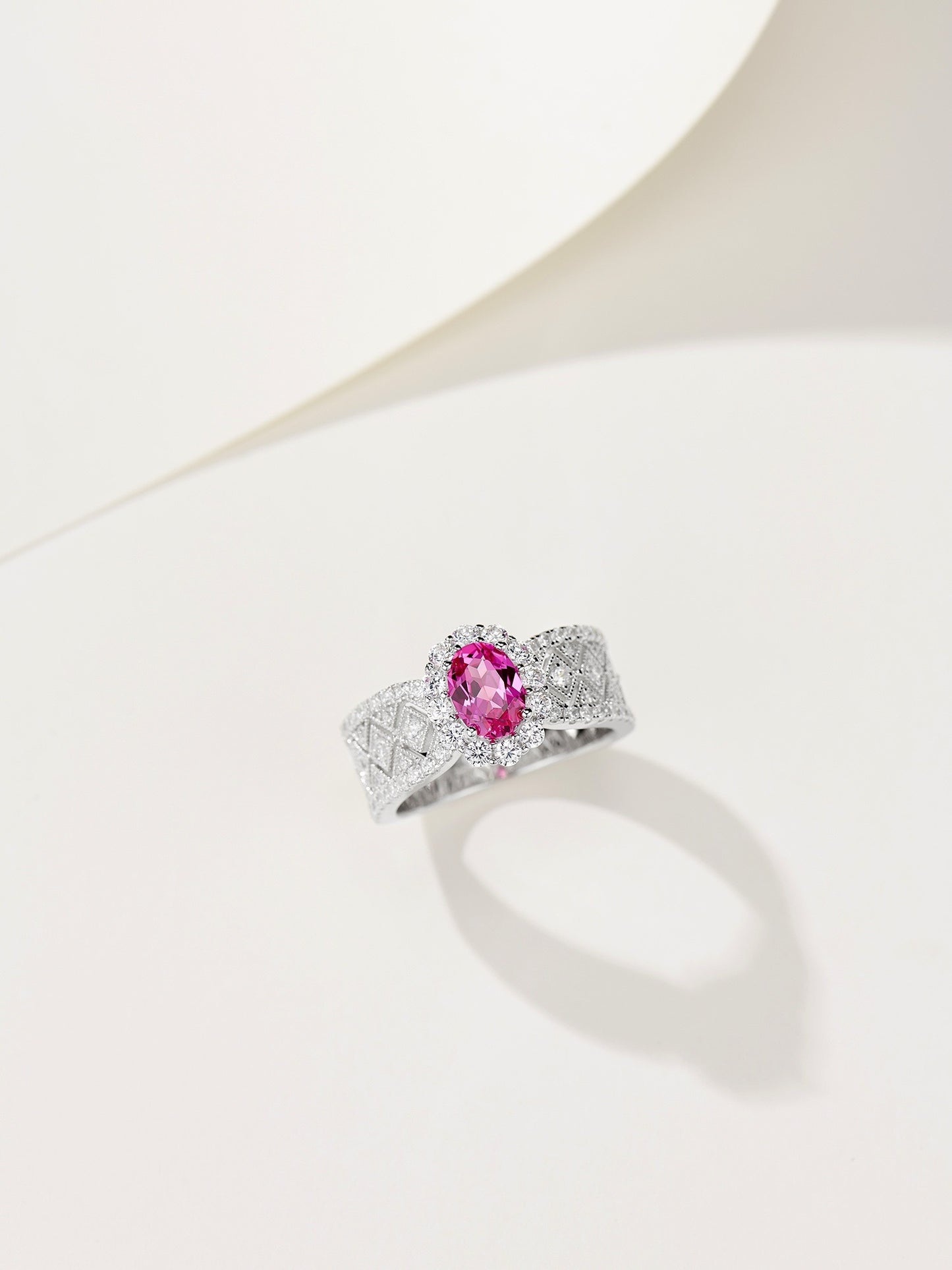 Radiant Pink Tourmaline Art Deco Ring