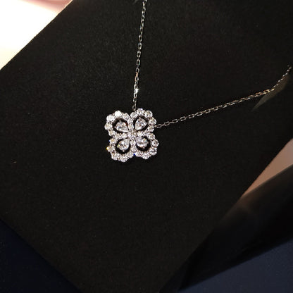 Floral Lattice Simulated Diamond Necklace