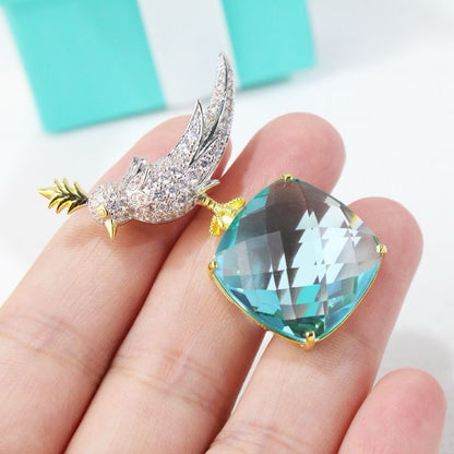 Celestial Pink Crystal Bird Brooch