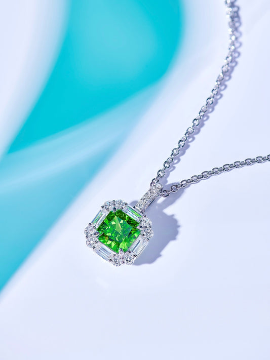 Emerald Elegance Halo Pendant