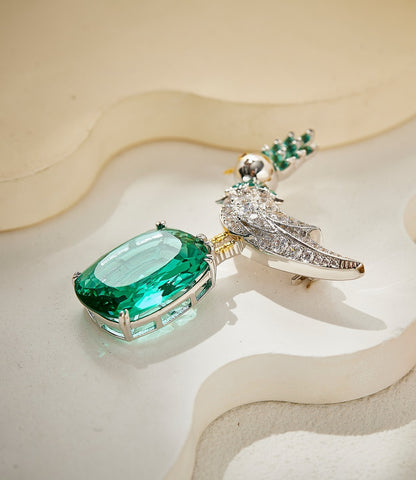 Emerald Flight Gemstone Brooch