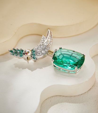 Emerald Flight Gemstone Brooch