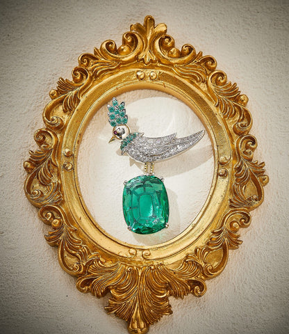 Emerald Flight Gemstone Brooch