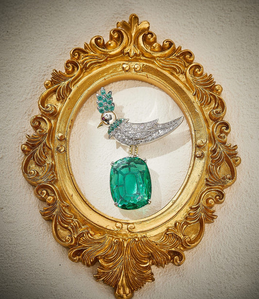 Emerald Flight Gemstone Brooch