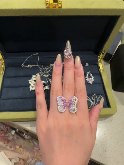 Whispering Wings Lavender Butterfly Ring