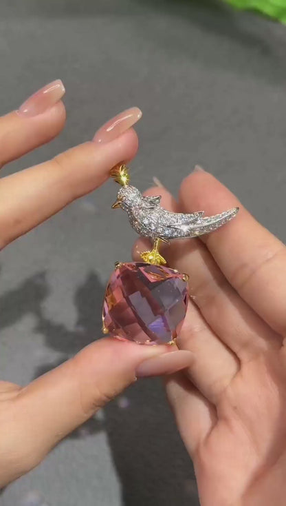 Celestial Crystal Bird Brooch